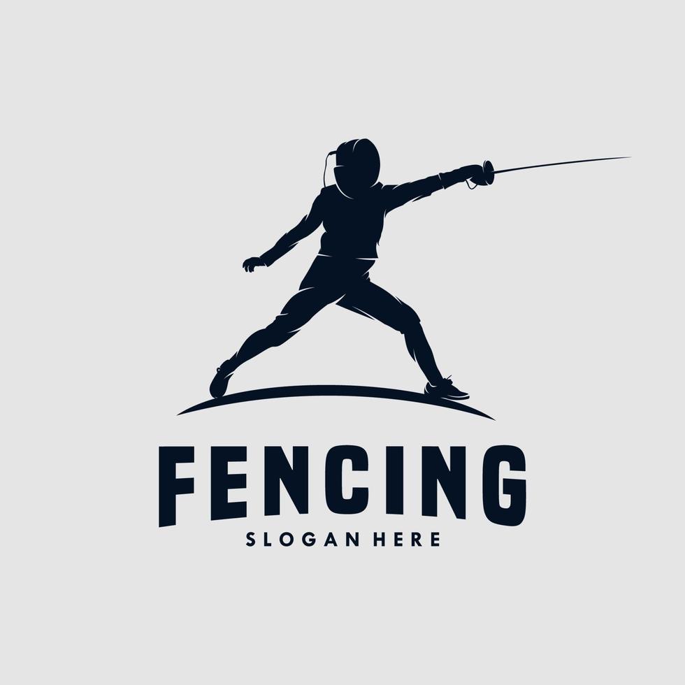 Fencing Sport logo design template vector
