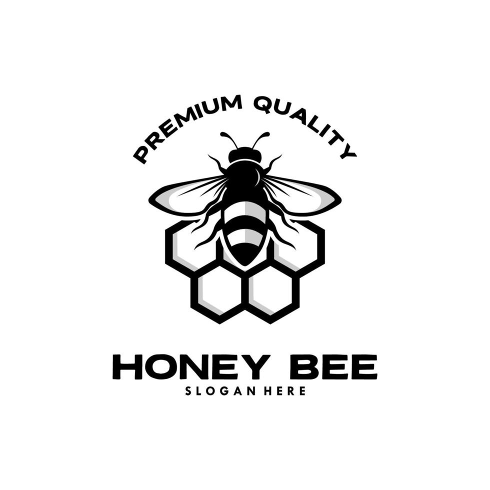 vintage honey bee logo template illustration vector graphic