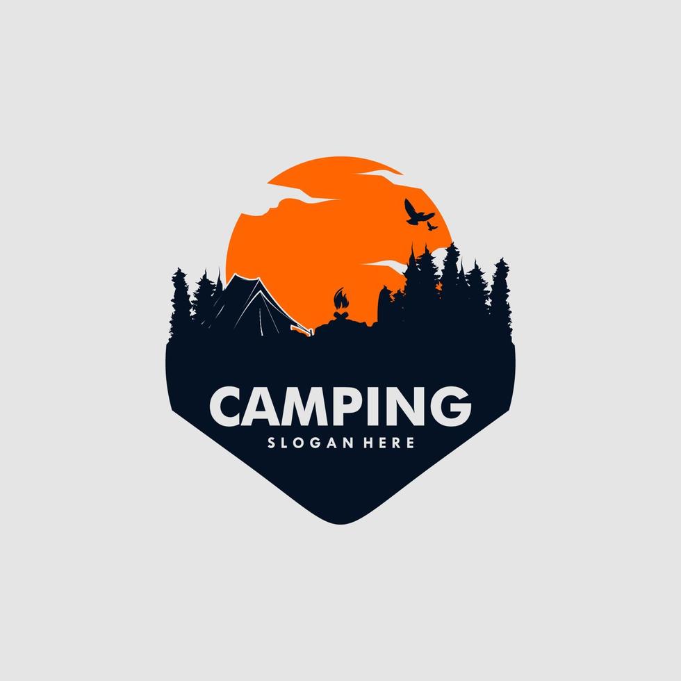 Wild camp logo design vector template