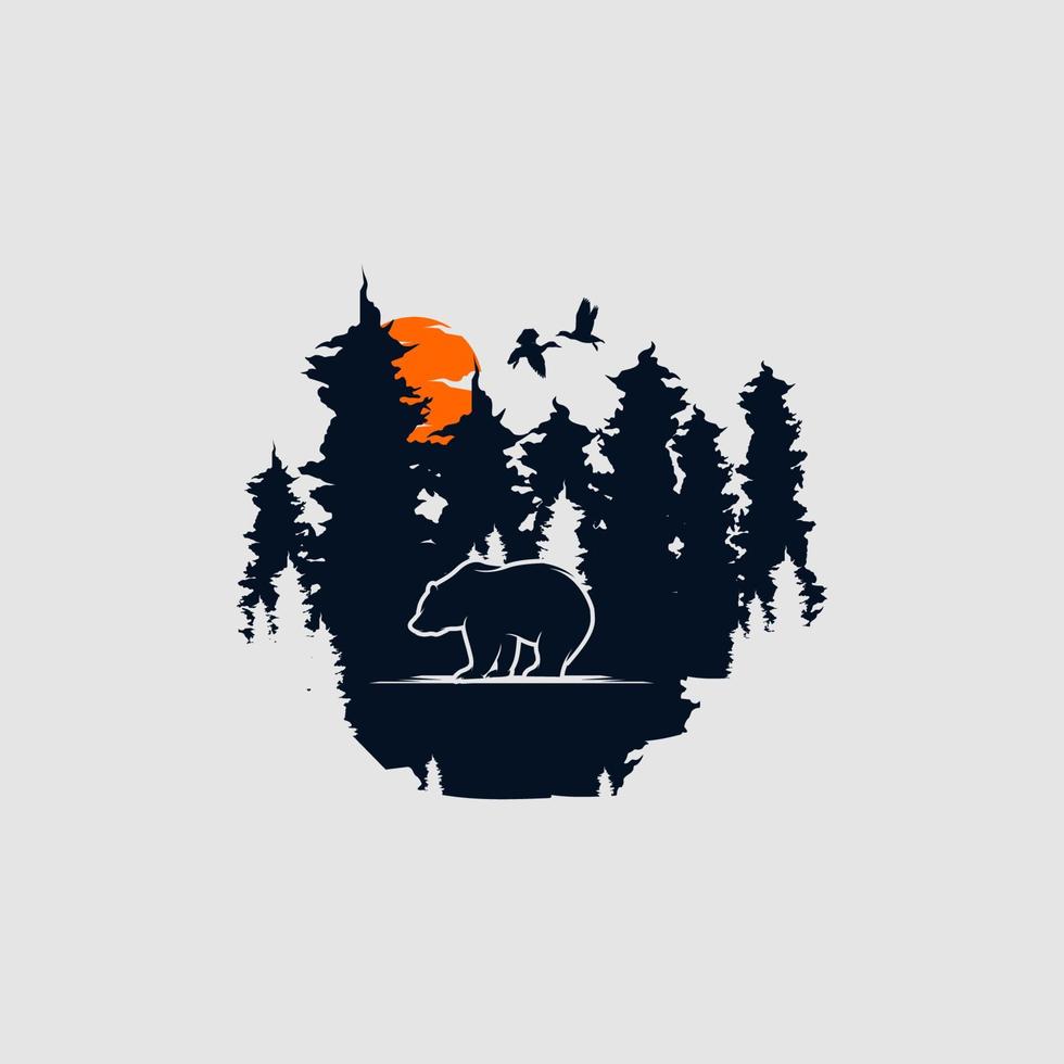 Vector illustration of wild bear logo design