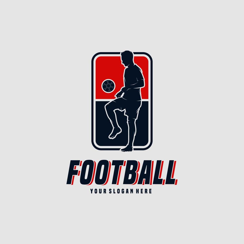 diseño de logotipo de hombre de jugador de fútbol vector