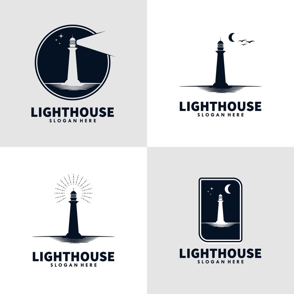 Set of Lighthouse logo design template vector