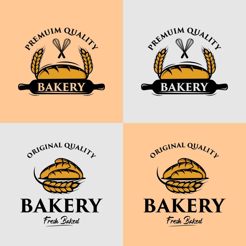 A collection of bakery logo design template vector