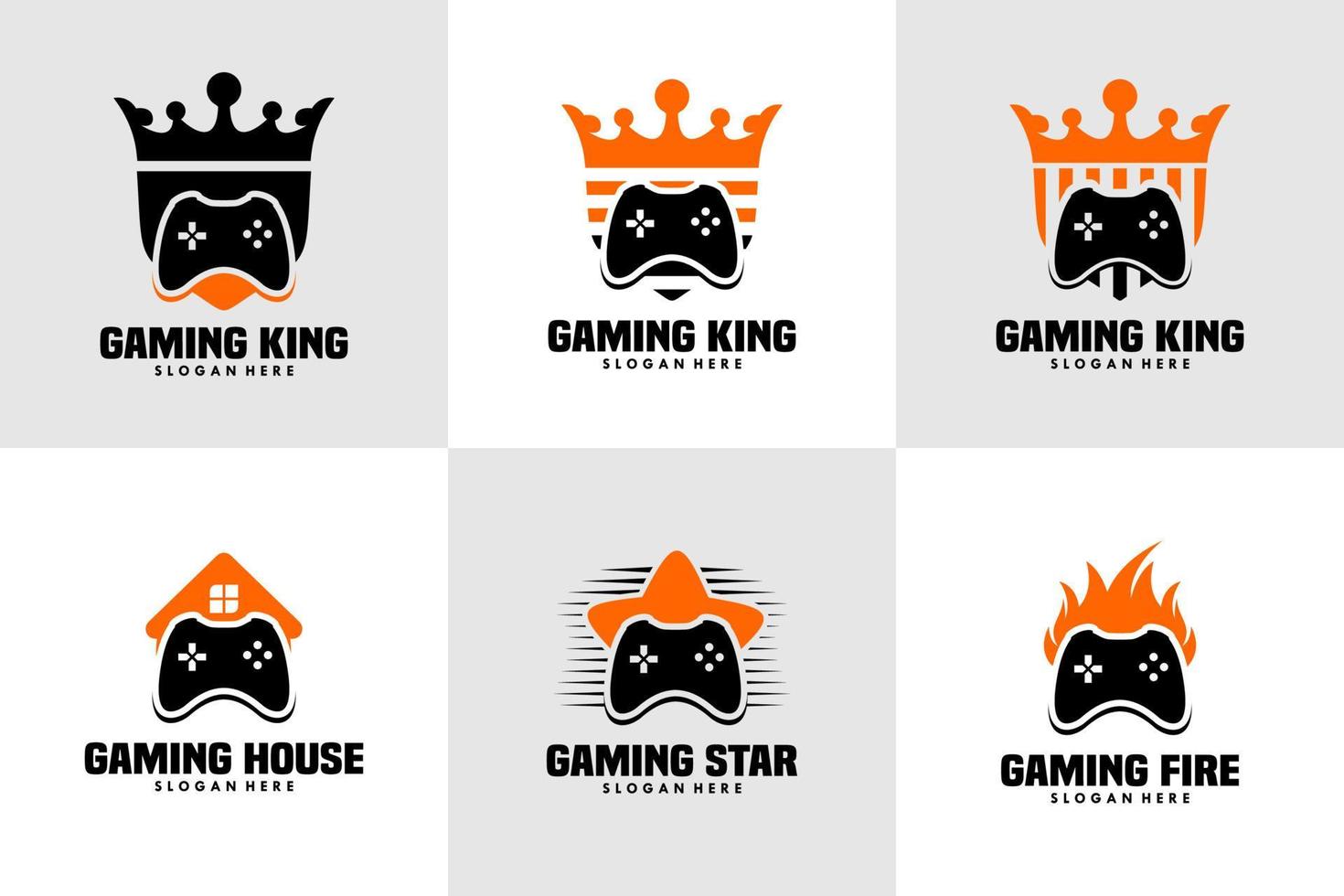 set of illustration gaming logo design vector