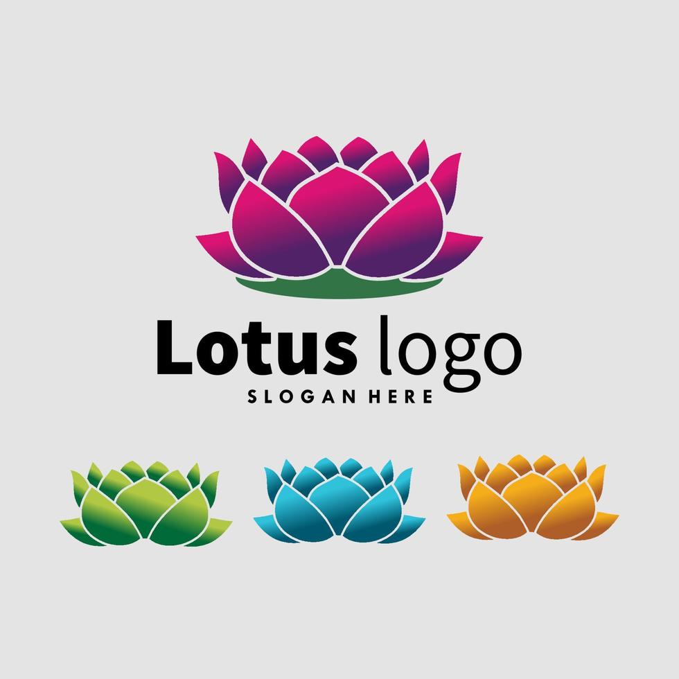 Set of lotus flower logo design vector