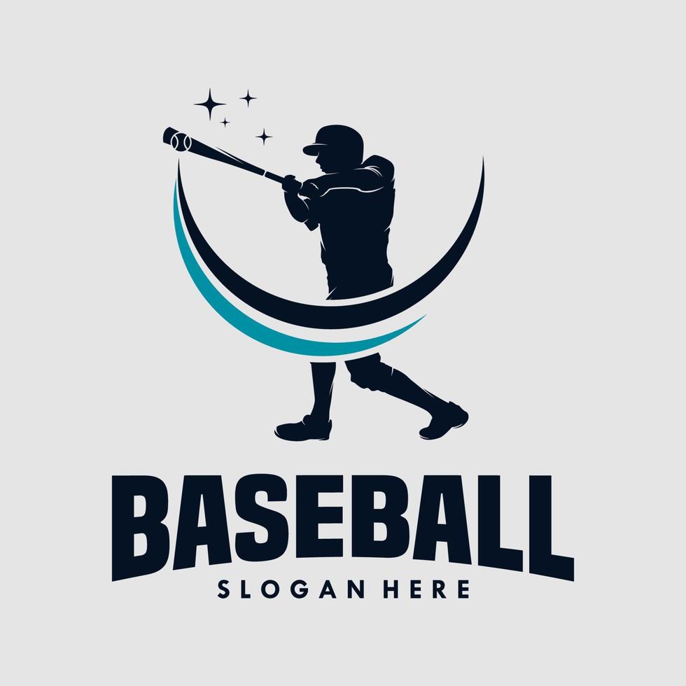 diseño de logotipo de siluetas vectoriales de jugadores de béisbol vector