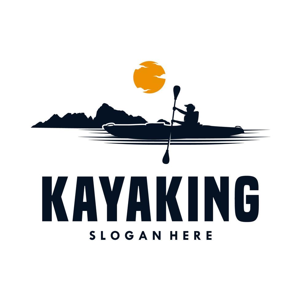 Kayaking sport logo design template vector