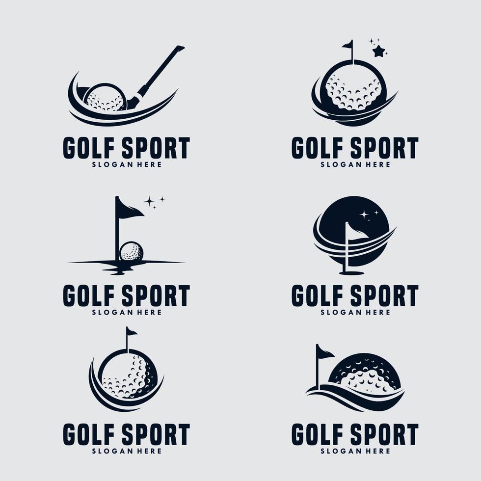 conjunto de plantilla de diseño de logotipo de silueta de deporte de golf vector