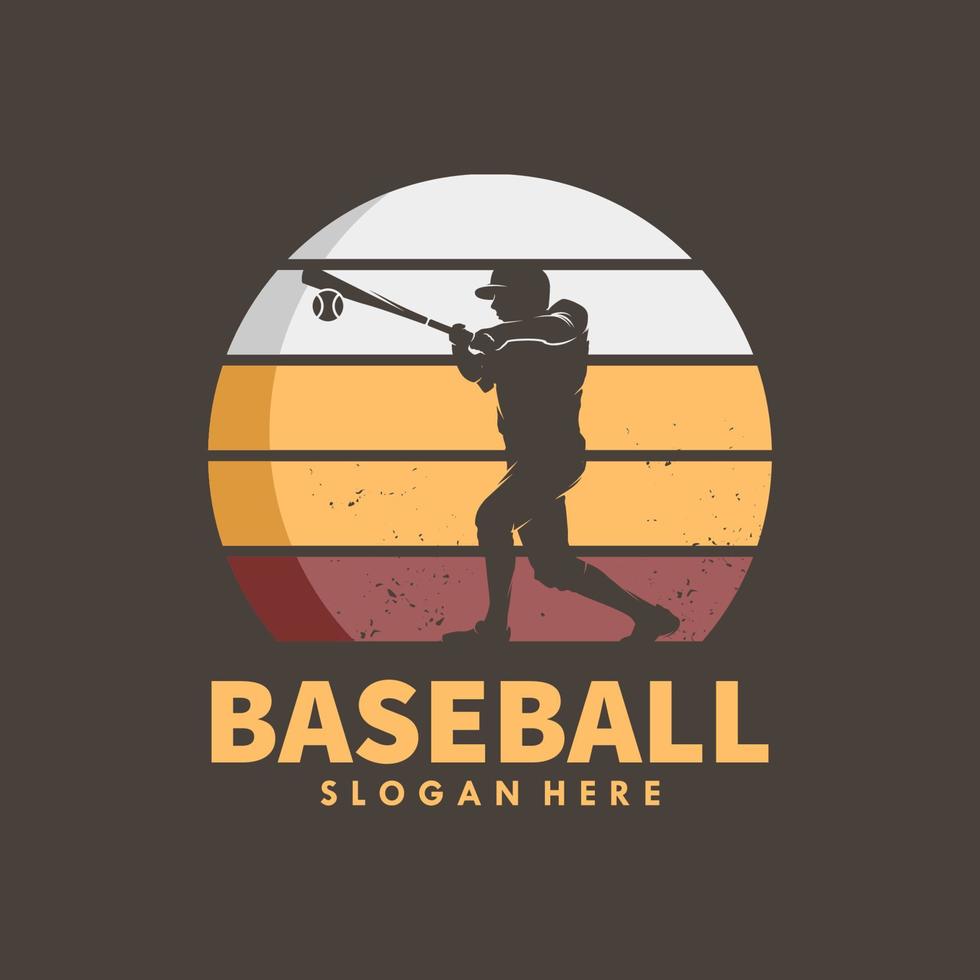baseball players vector silhouettes logo design