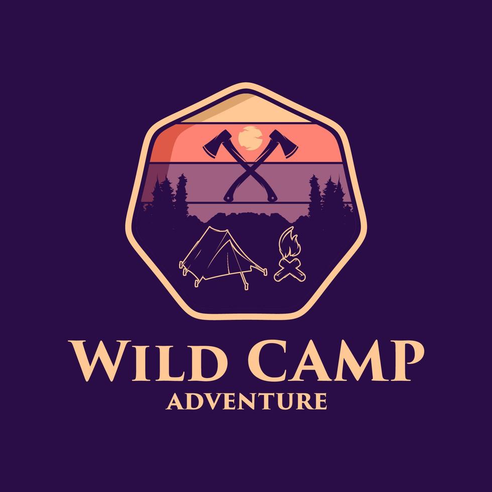 Wild camp logo design vector template