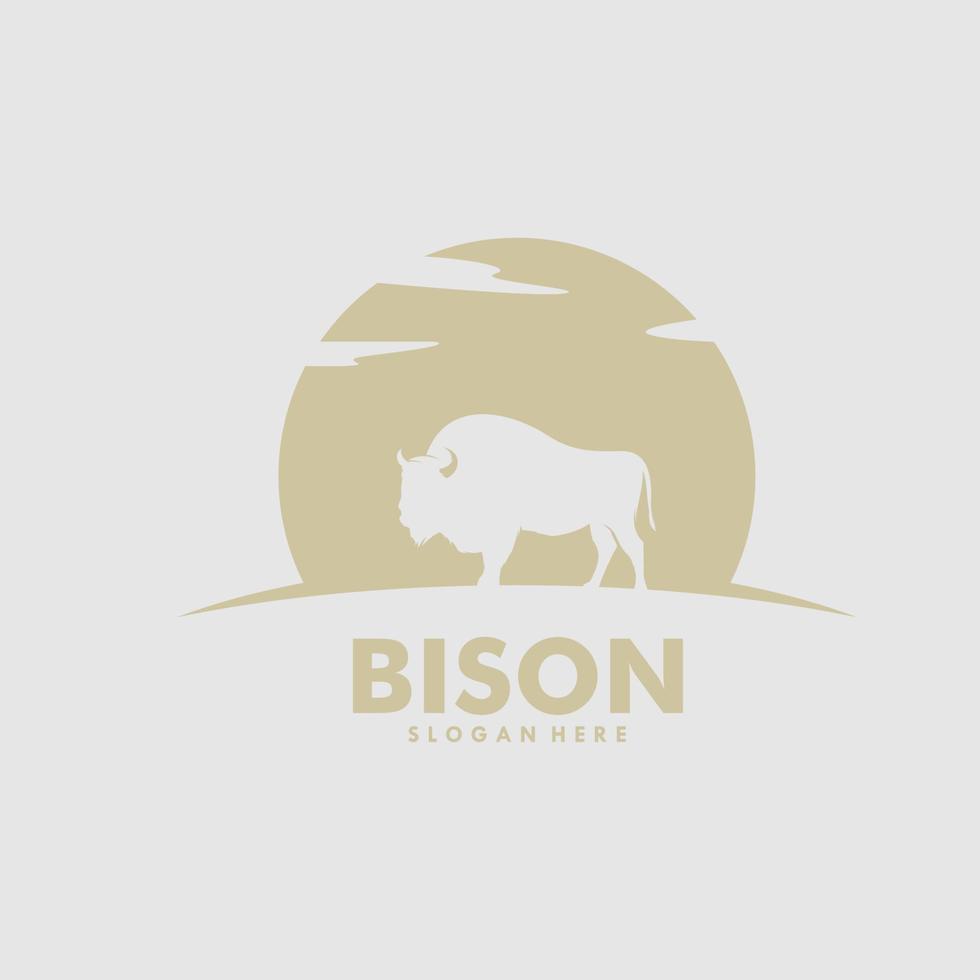 Great wild bison simple flat logo design concept vector