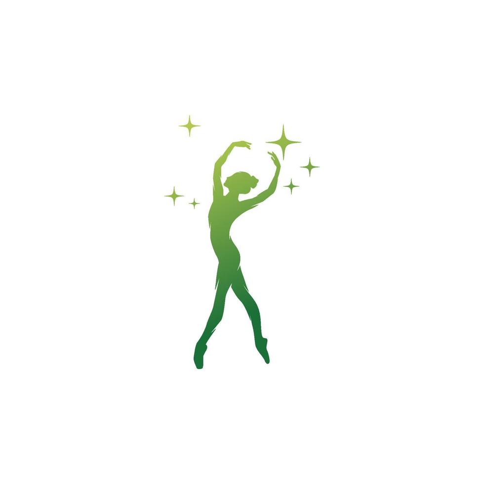 Young gymnast woman dance with ribbon logo vector