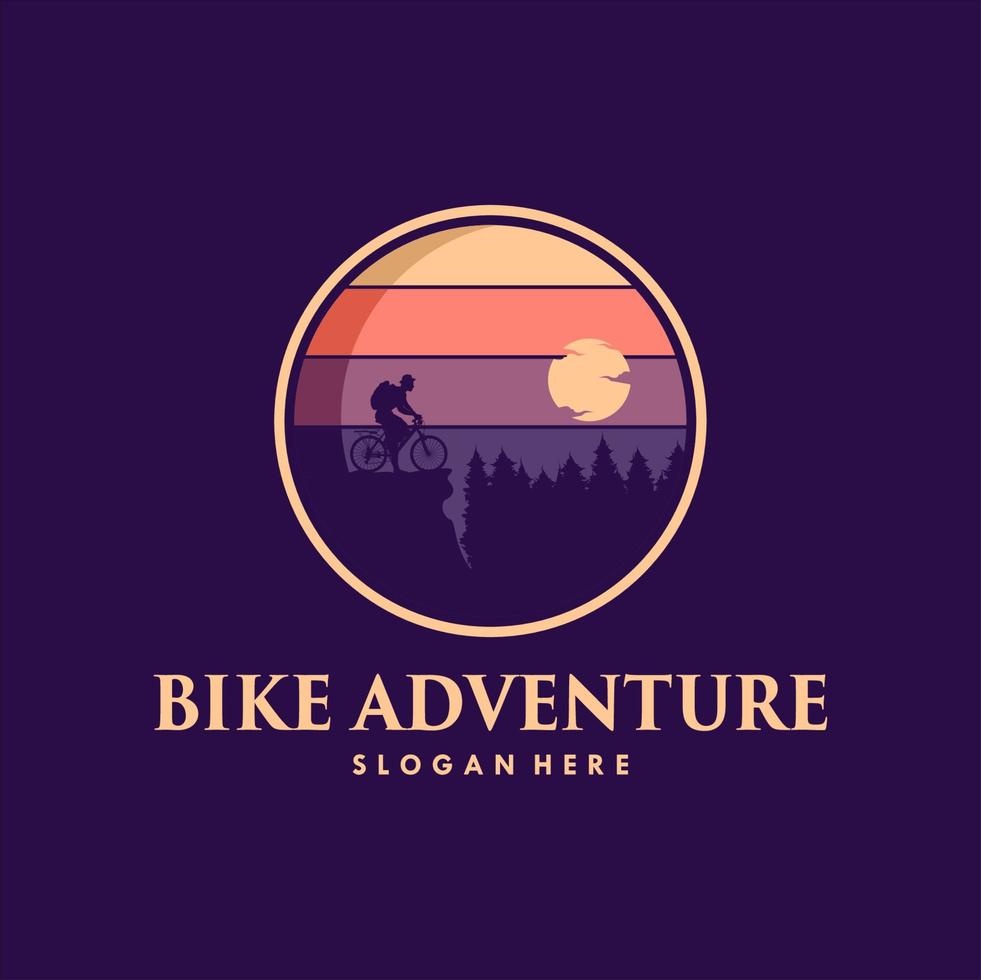 Adventure bike mountain road logo design vector