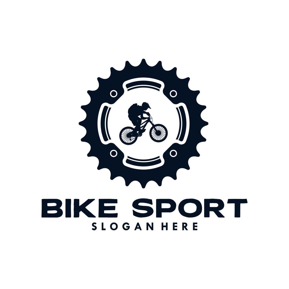 Bike sport logo template gear and cyclist vector