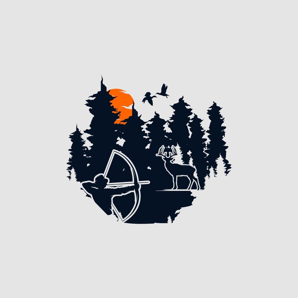 archery hunting logo design template vector