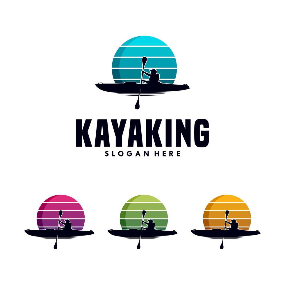 Kayaking sport logo design template vector
