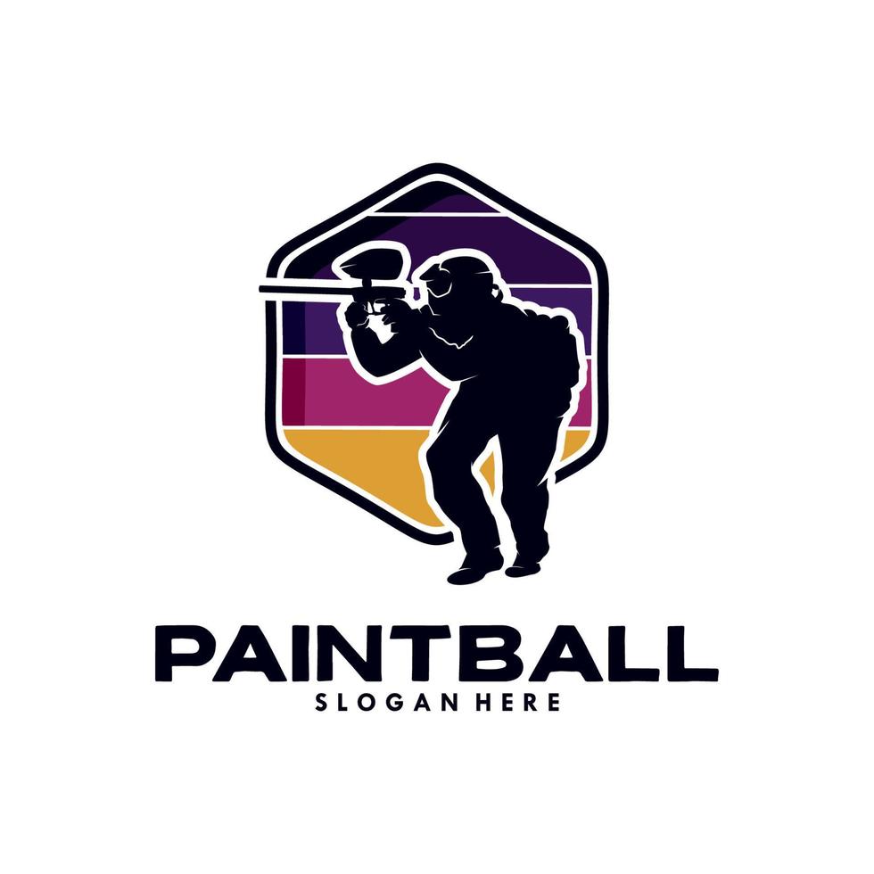 plantilla de diseño de logotipo de equipo de paintball vector