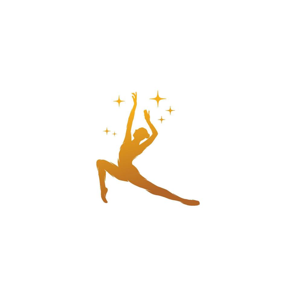 Young gymnast woman dance with ribbon logo vector