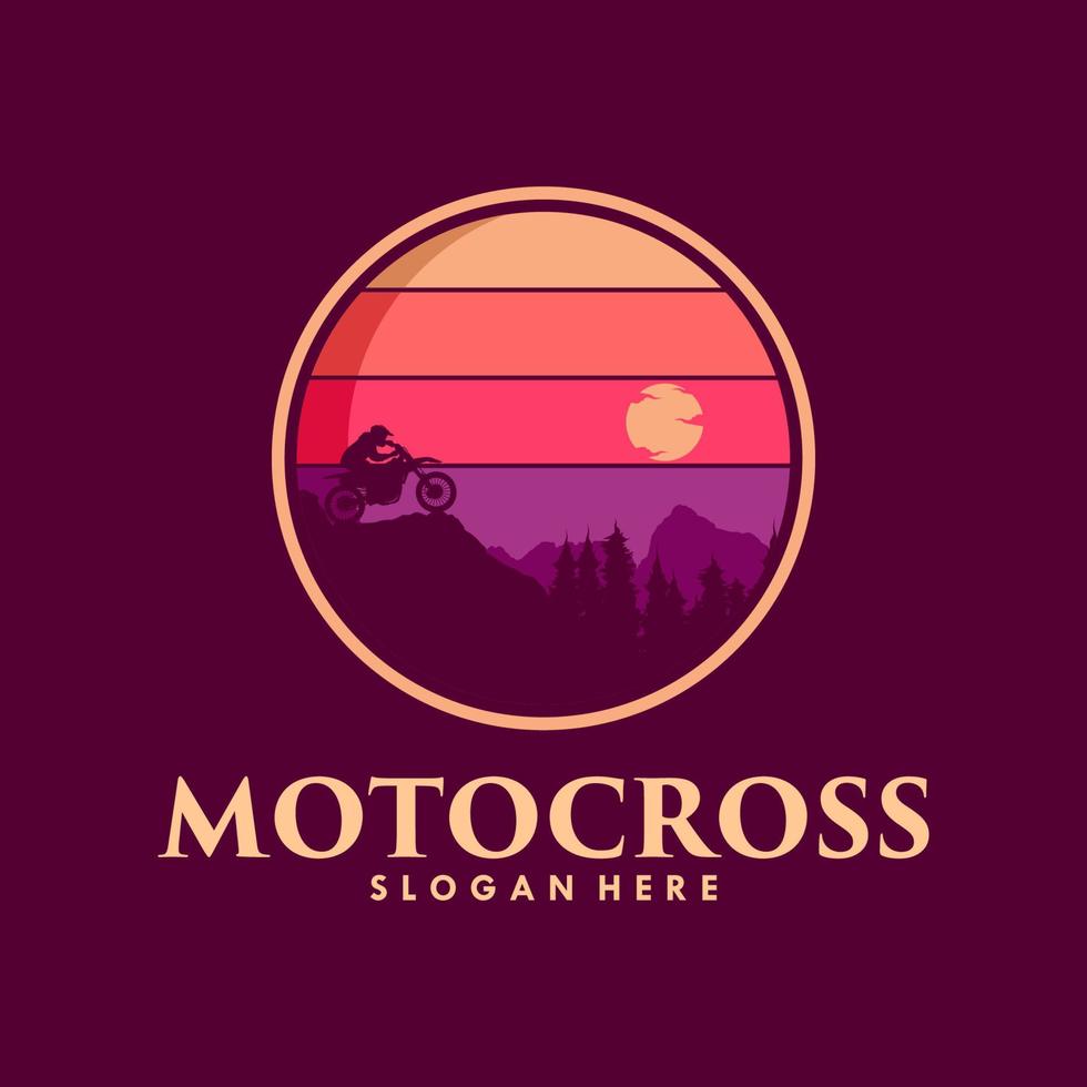 diseño de logotipo de carretera de montaña de motocross de aventura vector