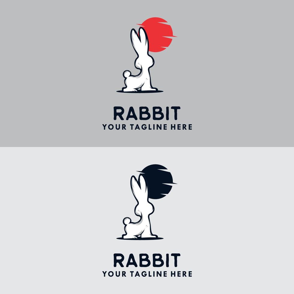 Rabbit moon logo design illustration vector