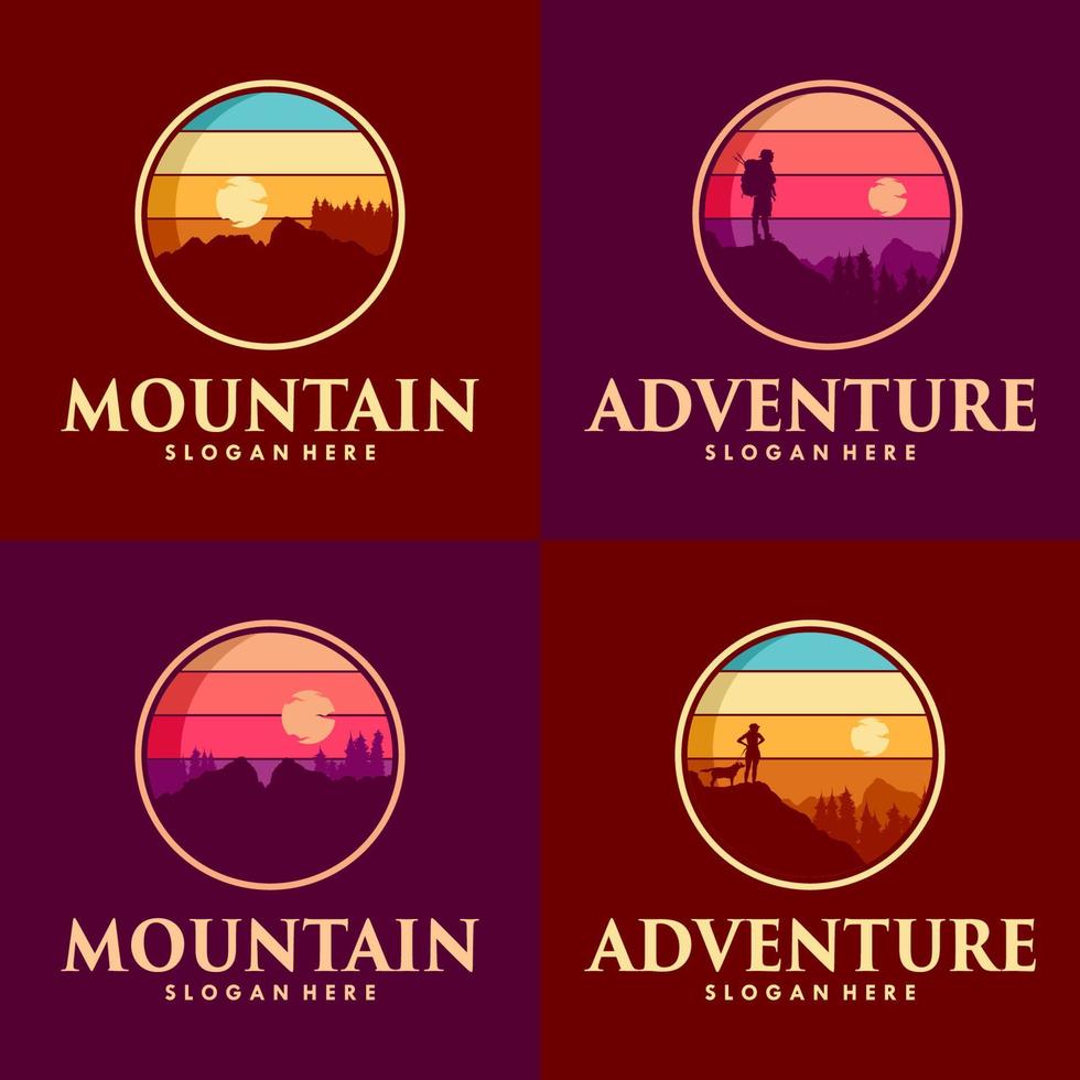 Adventure mountain logo design vector template