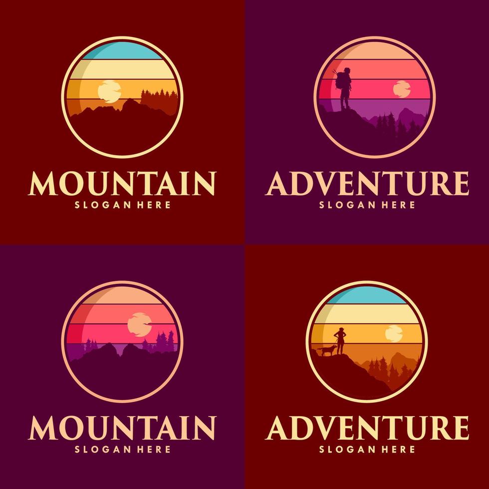 plantilla de vector de diseño de logotipo de montaña de aventura