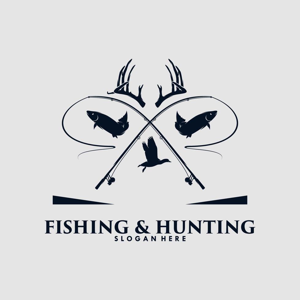 Hunting and Fishing logo design template vector