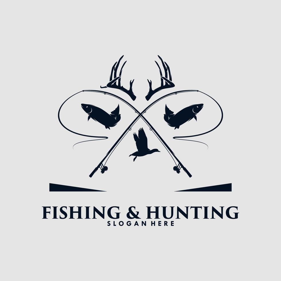 plantilla de diseño de logotipo de caza y pesca vector