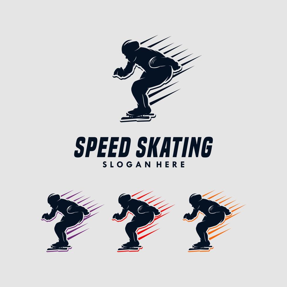 speed skating logo design template vector