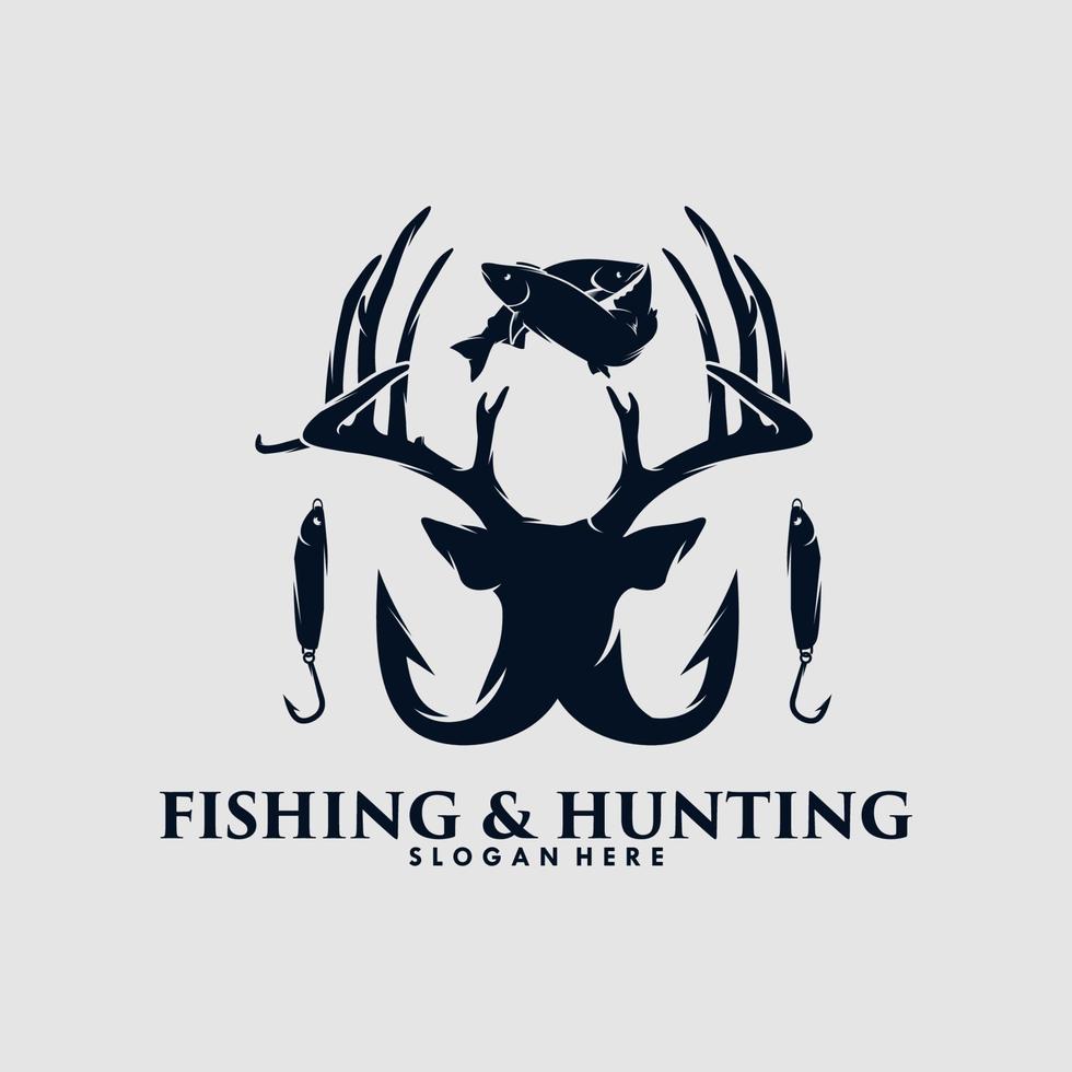 Hunting and Fishing logo design template vector