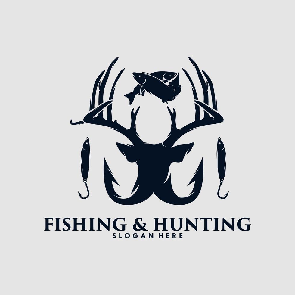 plantilla de diseño de logotipo de caza y pesca vector