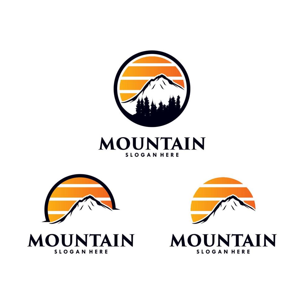 conjunto de plantilla de vector de diseño de logotipo de montañas