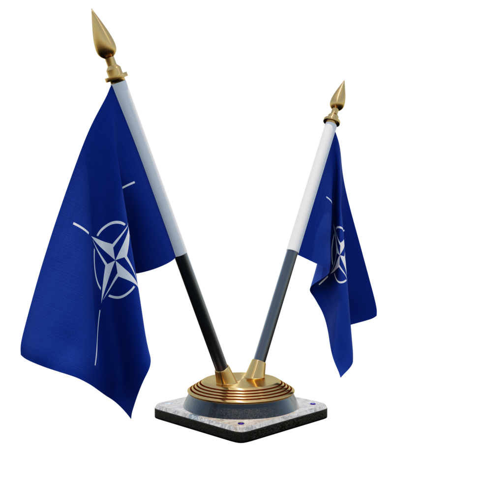 NATO 3d illustration Double V Desk Flag Stand png