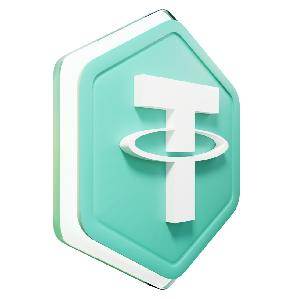 Tether USDT Badge Crypto 3D Rendering png