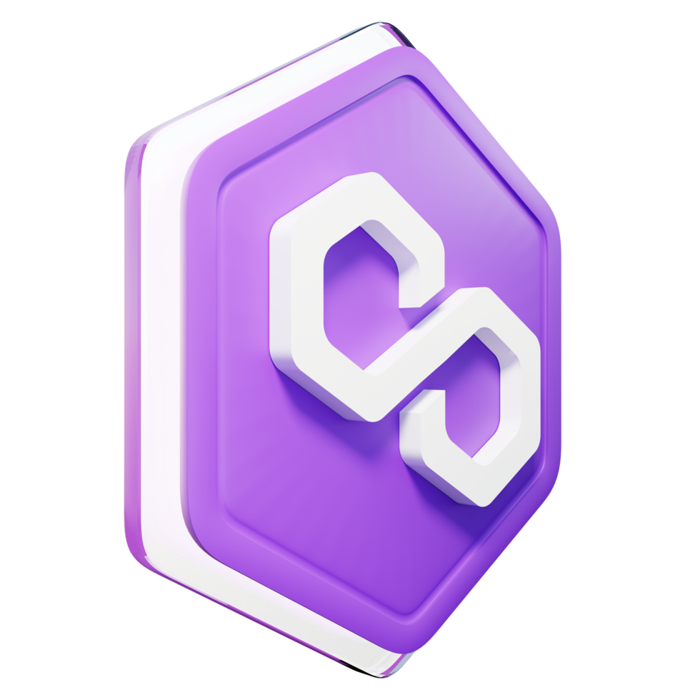 Polygon MATIC Badge Crypto 3D Rendering png