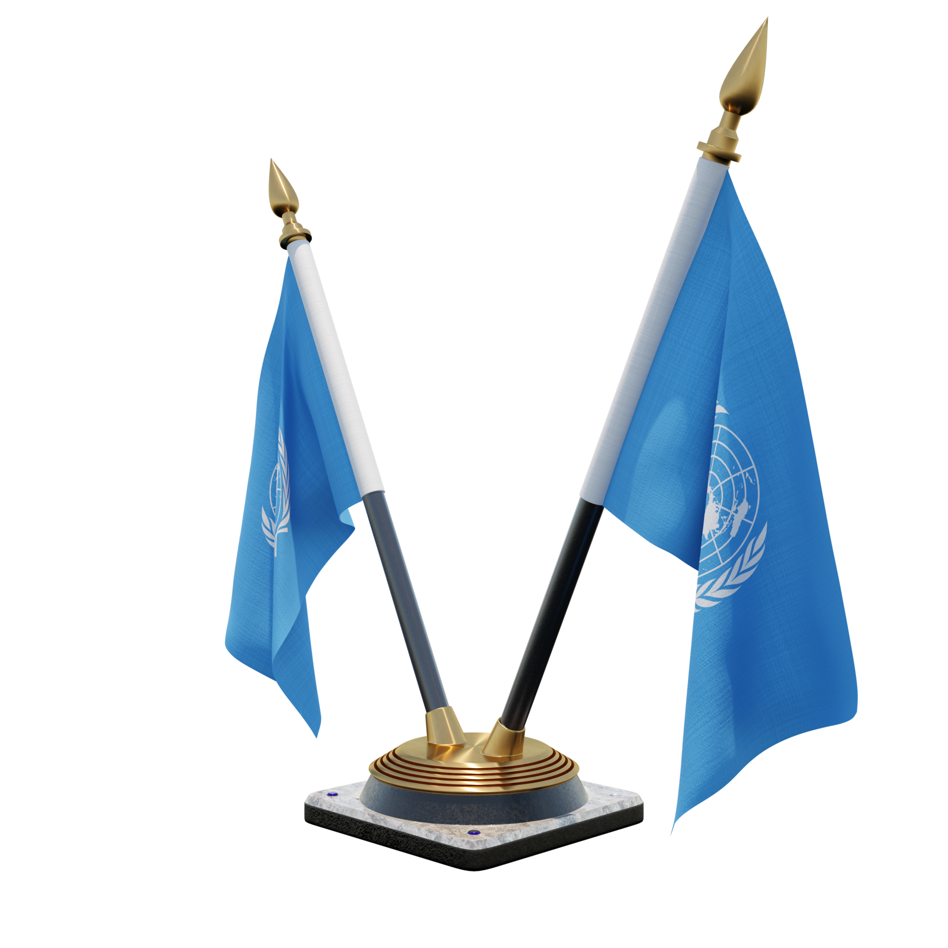 United Nations 3d illustration Double V Desk Flag Stand 11224486 PNG