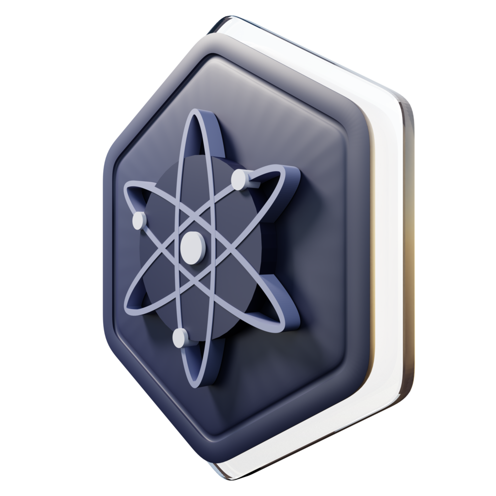 Cosmos ATOM Badge Crypto 3D Rendering png