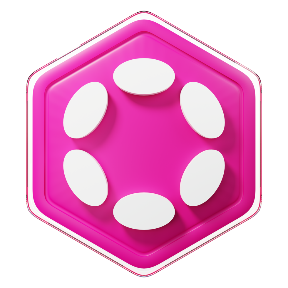 Polkadot DOT Badge Crypto Isolated On White Background Blockchain Technology 3D Rendering png