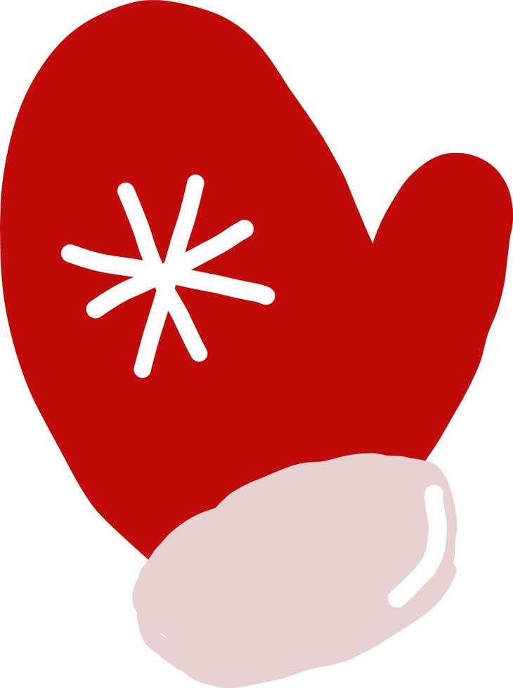 mitten with a snowflake. hand drawn doodle. , cartoon, minimalism. icon, sticker. winter, clothing accessory new year christmas cozy hygge vector