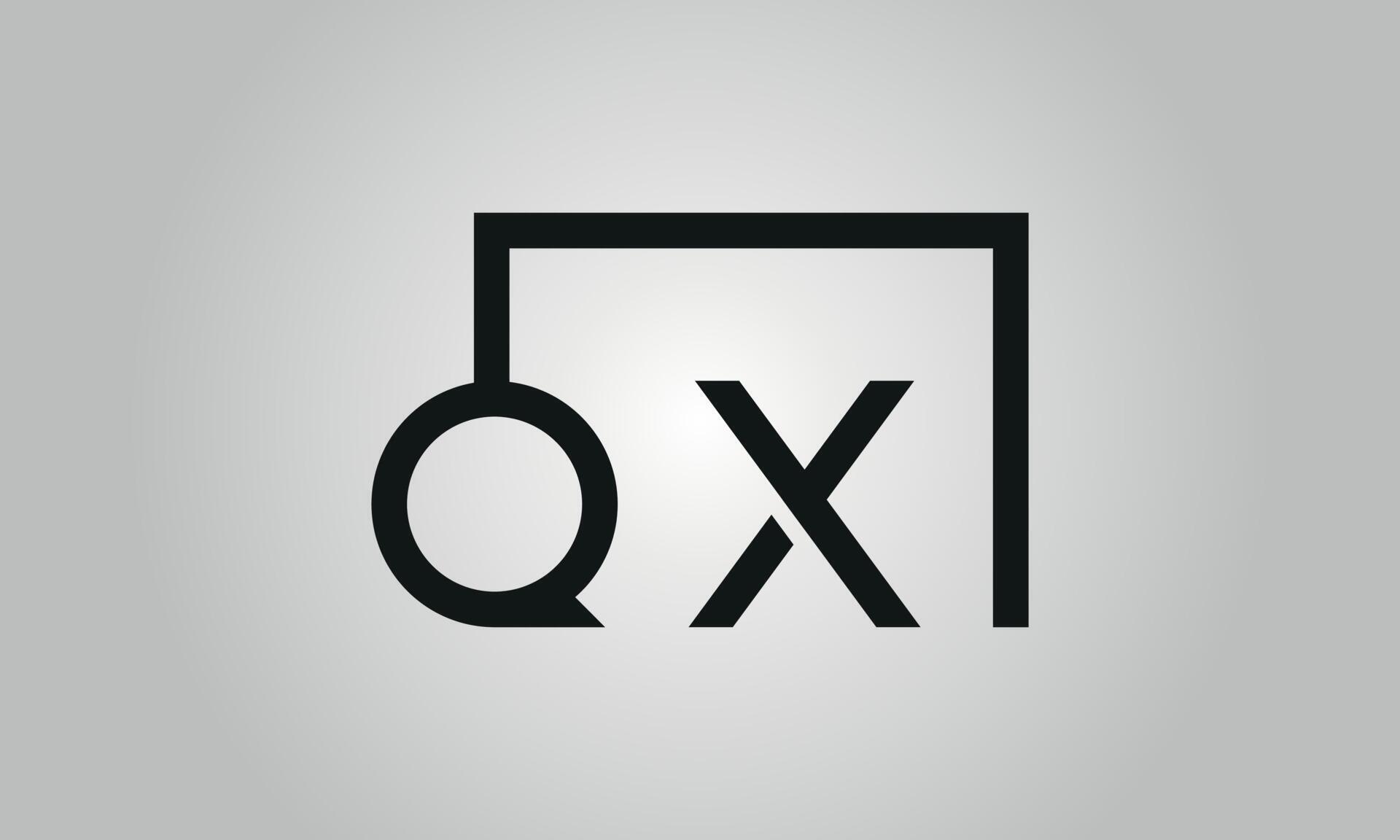 Letter QX logo design. QX logo with square shape in black colors vector