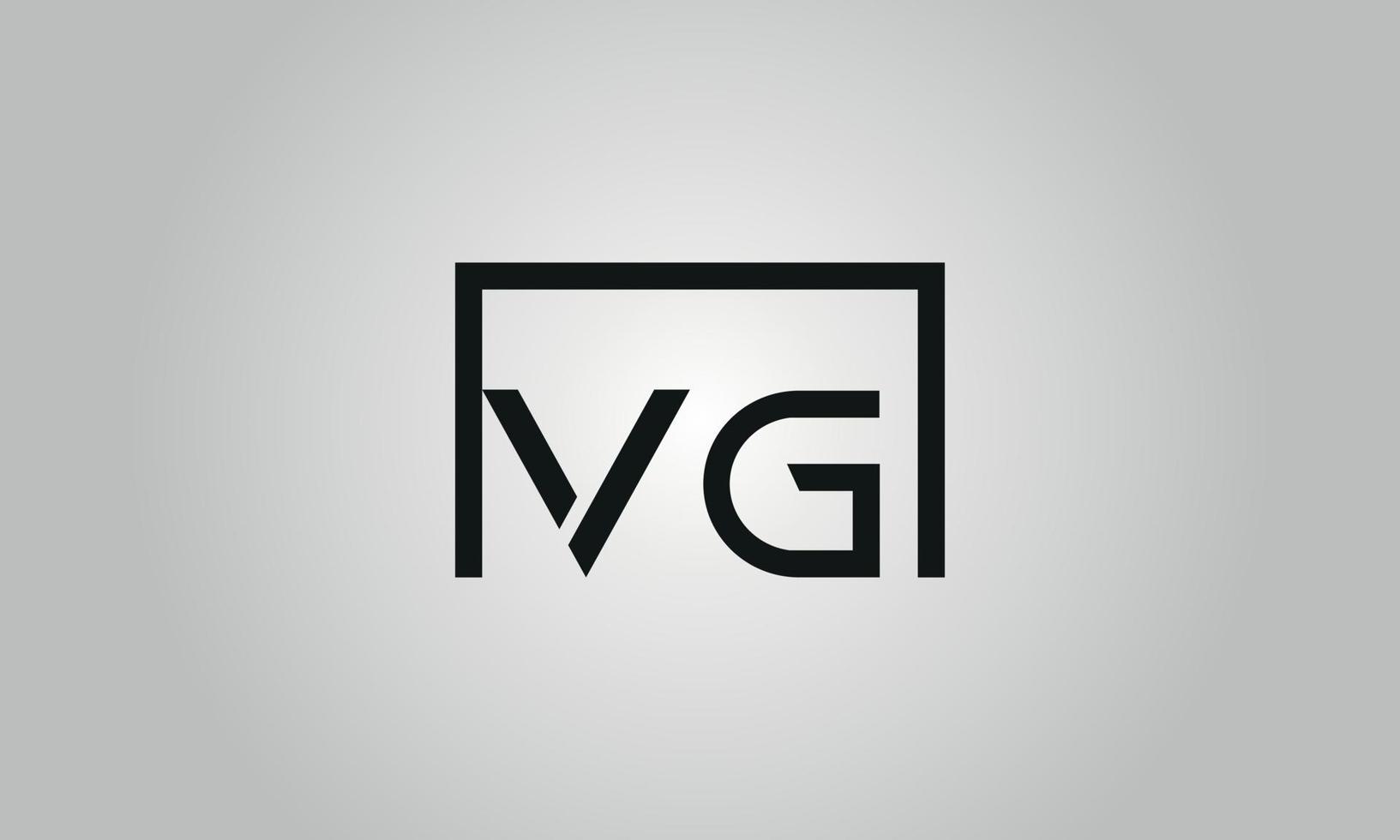 Letter VG logo design. VG logo with square shape in black colors vector free vector template.