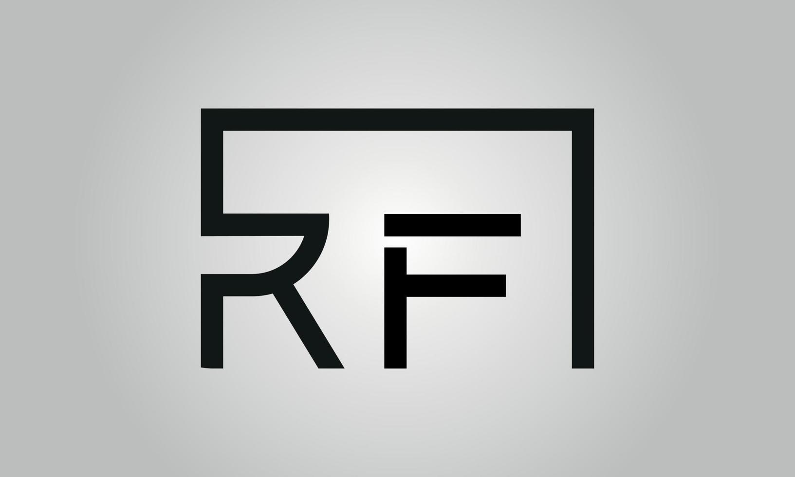 Letter RF logo design. RF logo with square shape in black colors vector free vector template.