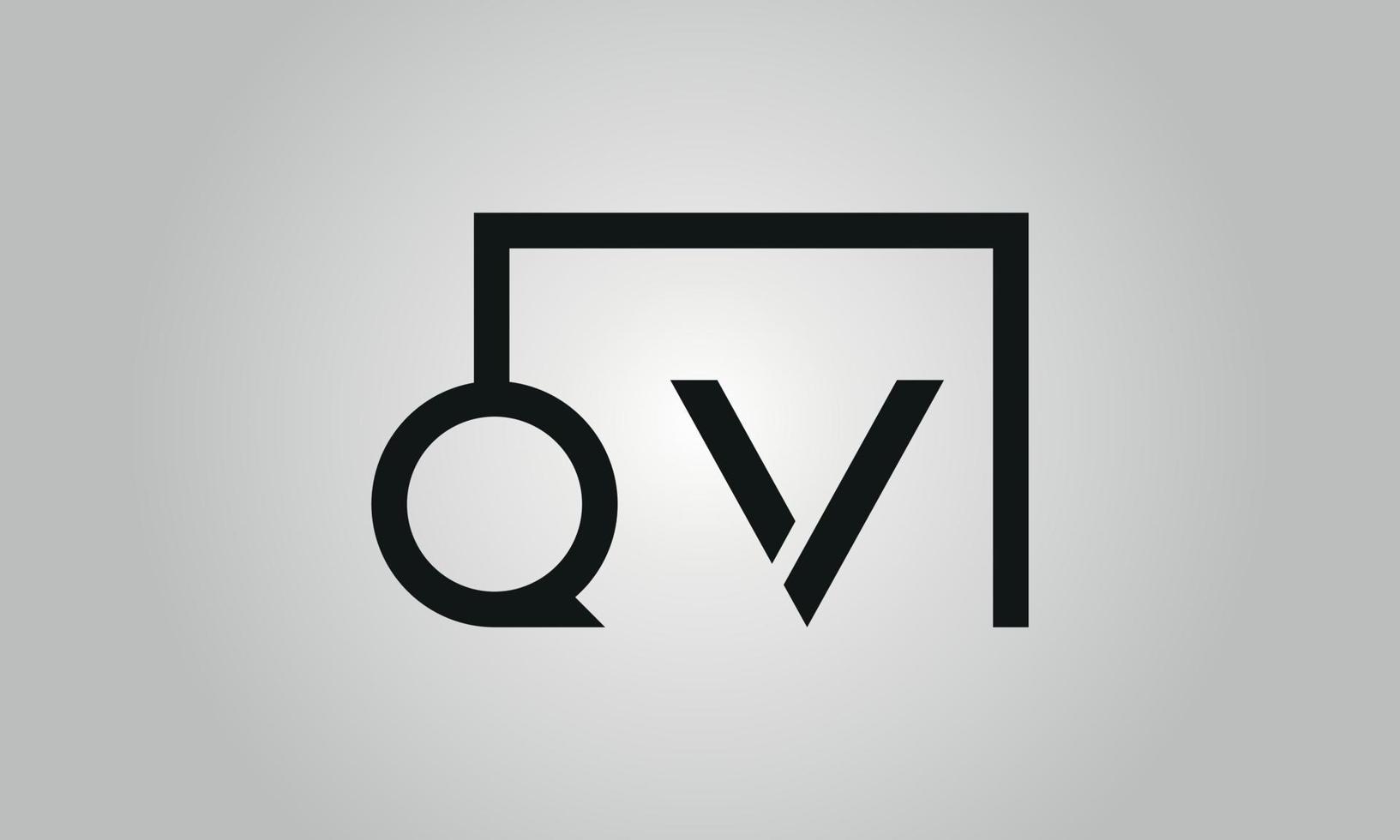 Letter QV logo design. QV logo with square shape in black colors vector free vector template.