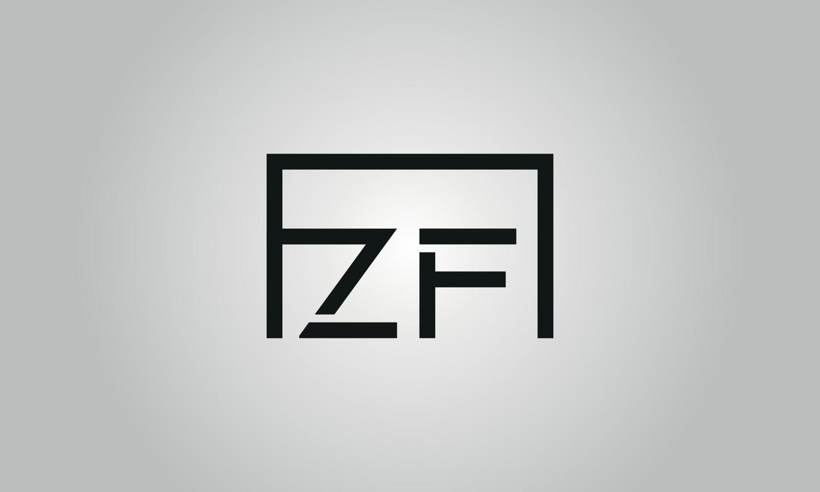Letter ZF logo design. ZF logo with square shape in black colors vector free vector template.