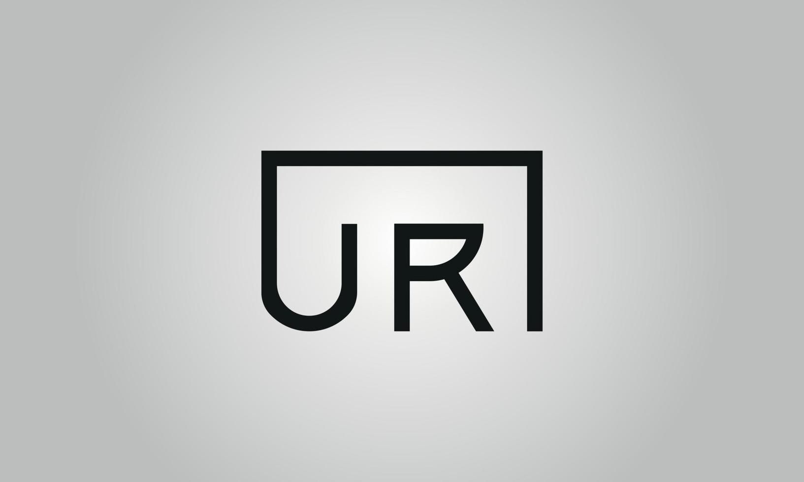 Letter UR logo design. UR logo with square shape in black colors vector free vector template.