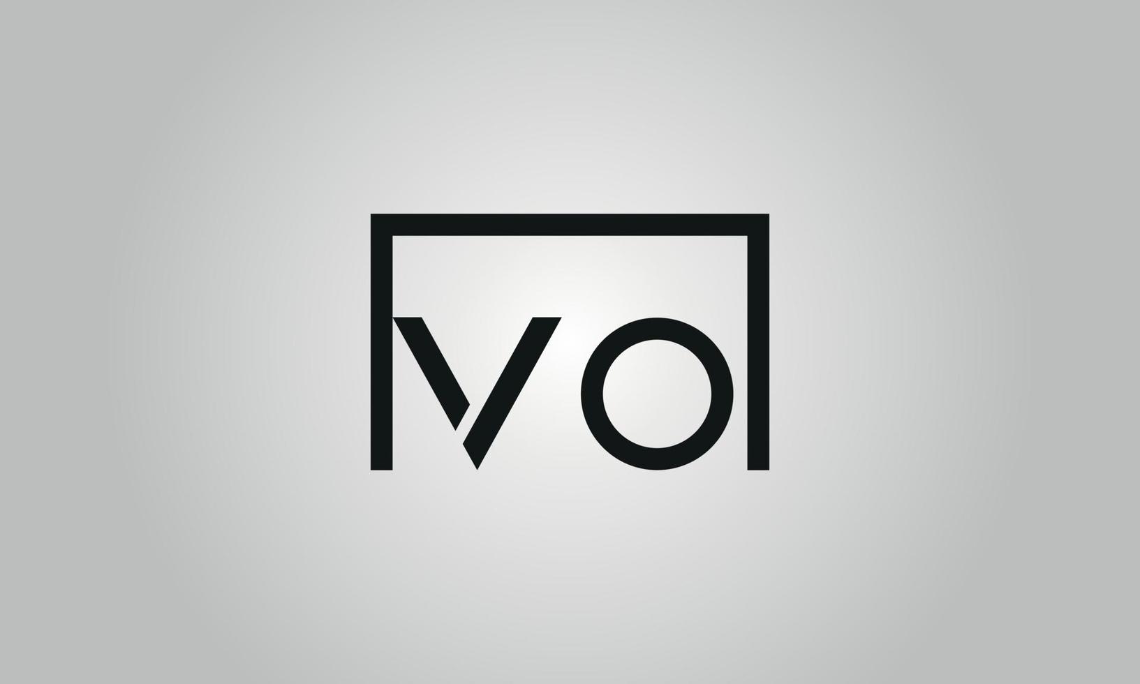 Letter VO logo design. VO logo with square shape in black colors vector free vector template.