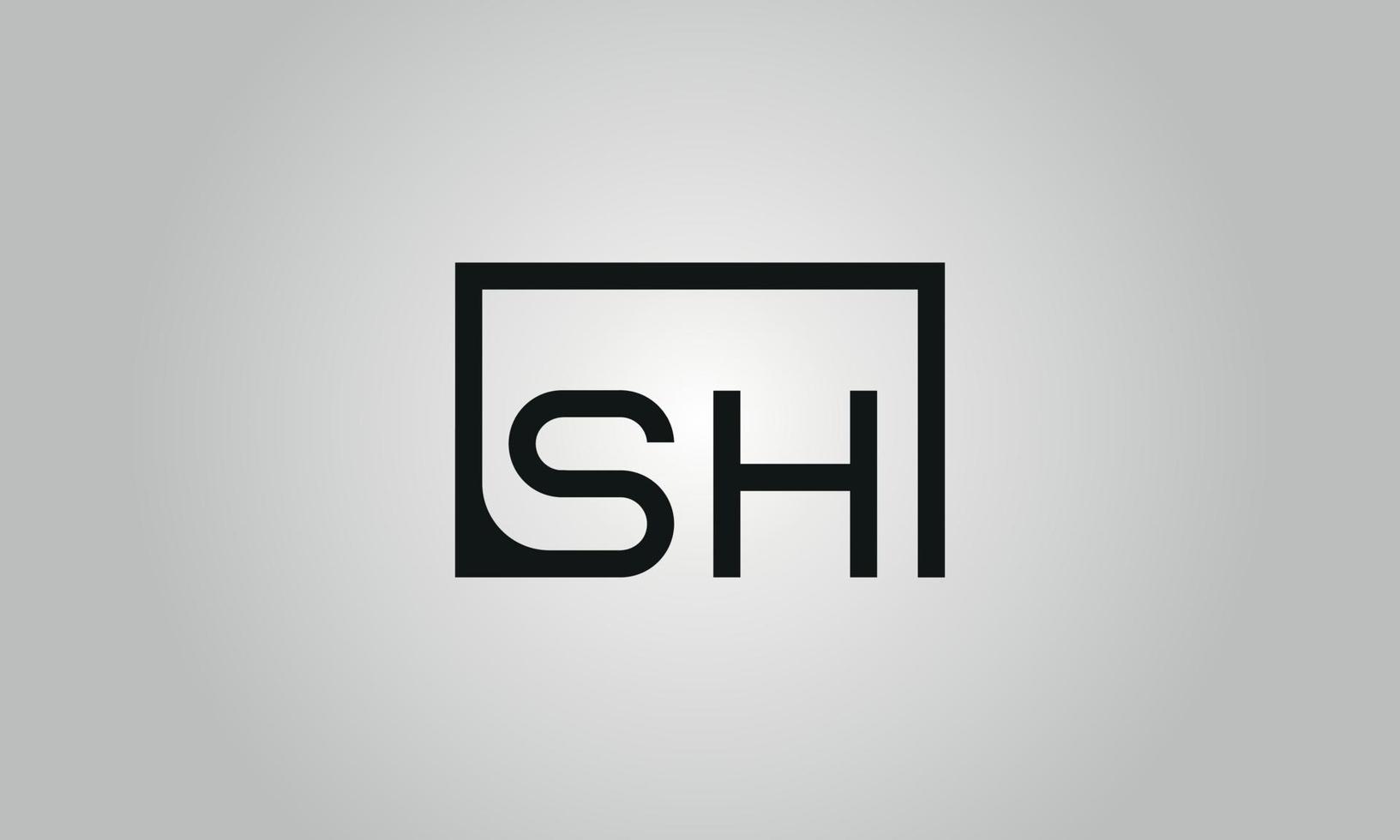 diseño del logotipo de la letra sh. logotipo de sh con forma cuadrada en colores negros vector plantilla de vector libre.