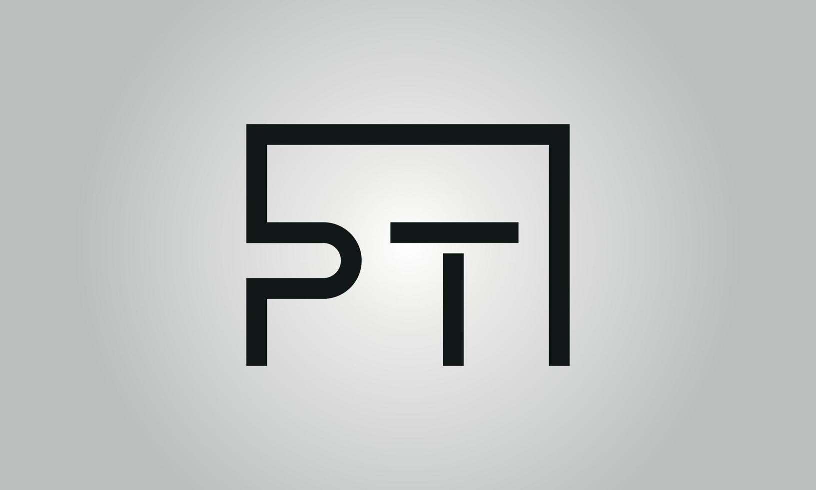diseño del logotipo de la letra pt. logotipo de pt con forma cuadrada en colores negros vector plantilla de vector libre.