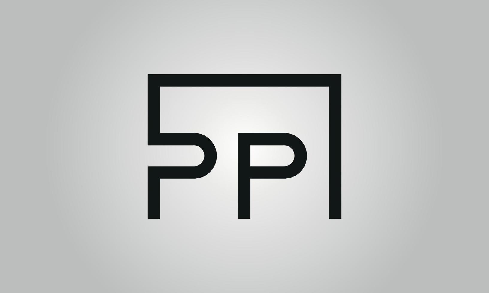 Letter PP logo design. PP logo with square shape in black colors vector free vector template.