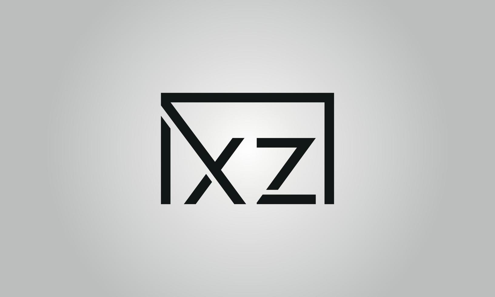 Letter XZ logo design. XZ logo with square shape in black colors vector free vector template.